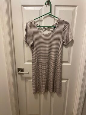 Olivia Rae Cream and Black Striped Short Sleeve Dress